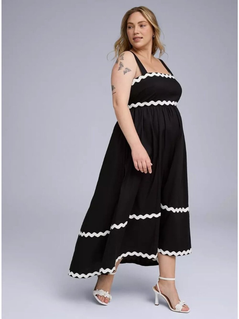 Torrid Dress Belle Isle Hi-Low Babydoll Dress Black White